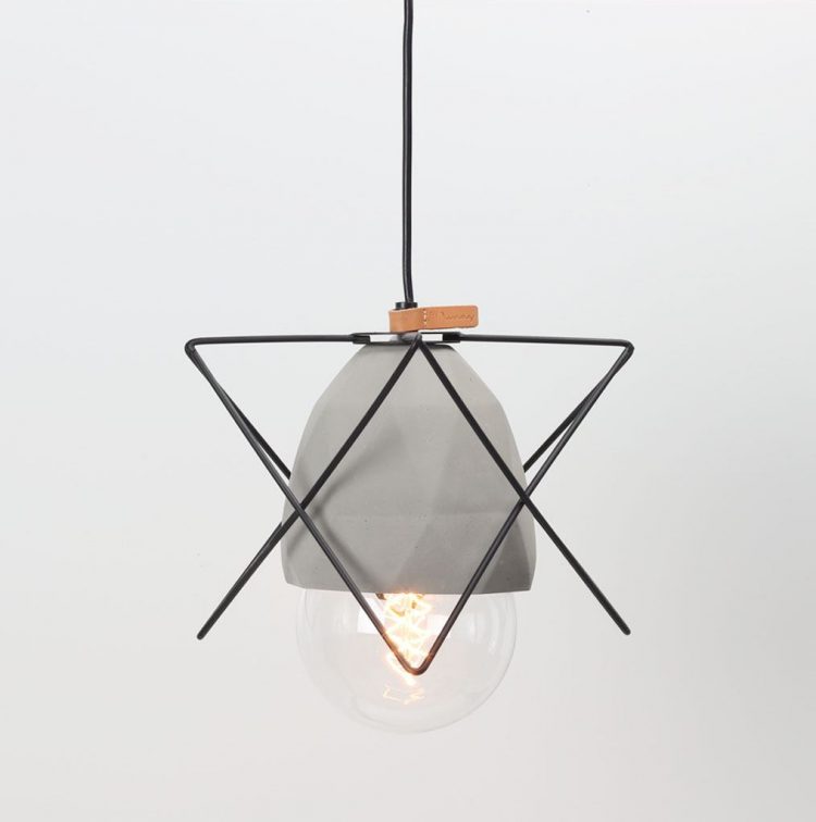 Diamond Concrete Geometric Cage Light