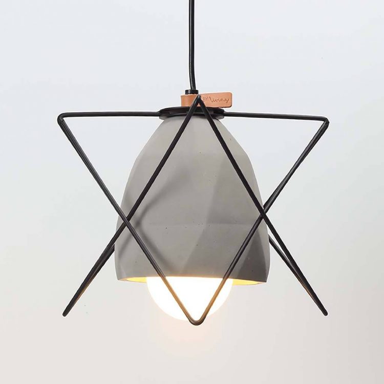 Diamond Concrete Geometric Cage Light