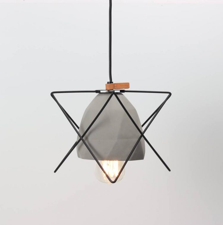 Diamond Concrete Geometric Cage Light