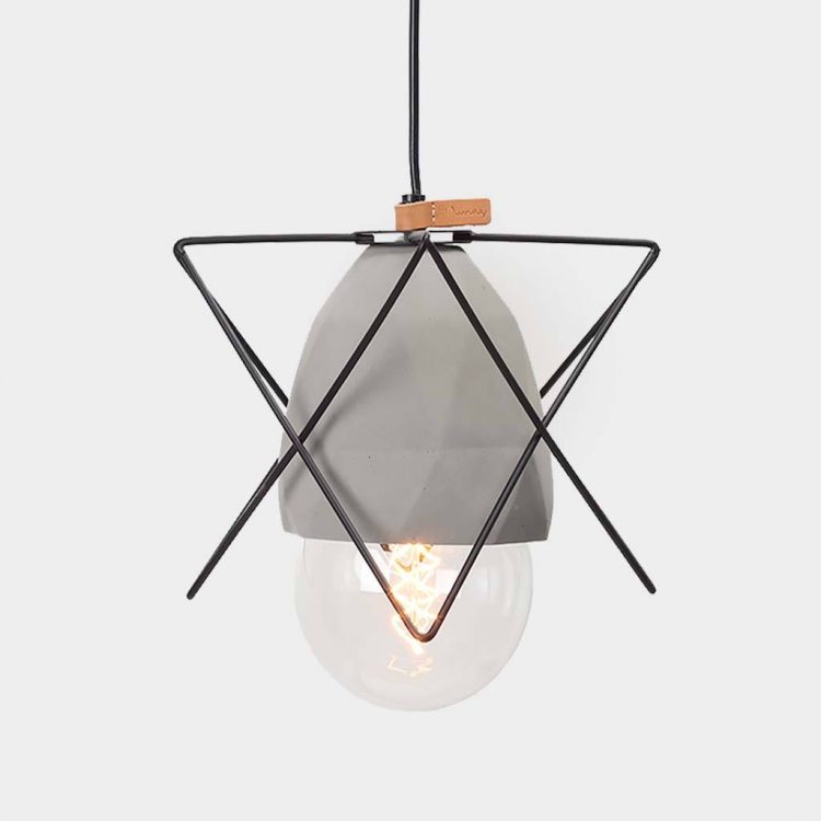 Diamond Concrete Geometric Cage Light