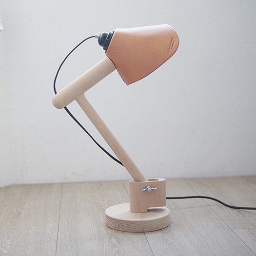 Leather Timber Table Lamp